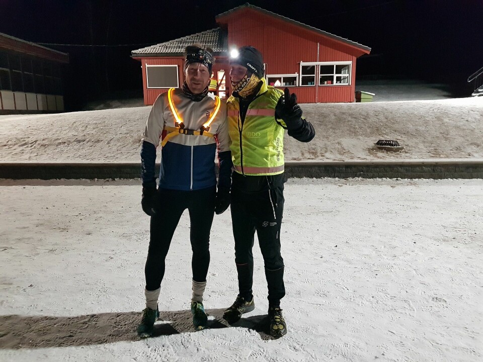 Inge Virum (til venstre) og Bjarte Holm tok en runde uten tidtaking i Kuldekuten. (Foto: Stein Arne Negård) Inge Virum (til venstre) og Bjarte Holm tok en runde uten tidtaking i Kuldekuten. (Foto: Stein Arne Negård)