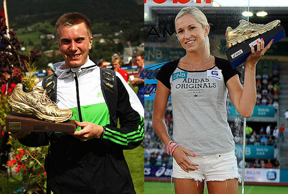 Sondre Nordstad Moen og Karoline Bjerkeli Grøvdal begynner å bli vant med å vinne Kondis' gullsko. (Foto: Kjell Vigestad / Bjørn Johannessen) Sondre Nordstad Moen og Karoline Bjerkeli Grøvdal begynner å bli vant med å vinne Kondis' gullsko. (Foto: Kjell Vigestad / Bjørn Johannessen)