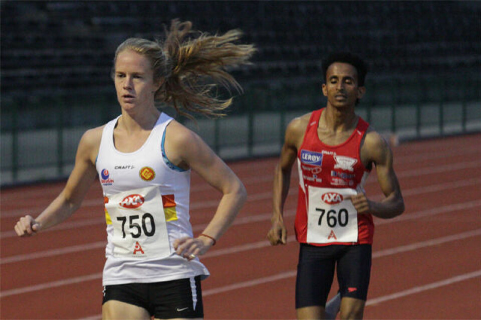 Beste 1500 m på Fana Stadion på over 20 år ingrid k.jpg