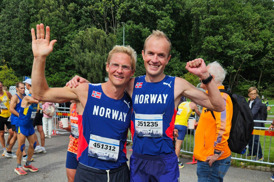 Sven Kilander og Jostein Rogstad etter halvmaraton. (Foto: Privat / Jostein Rogstad) Sven Kilander og Jostein Rogstad etter halvmaraton. (Foto: Privat / Jostein Rogstad)