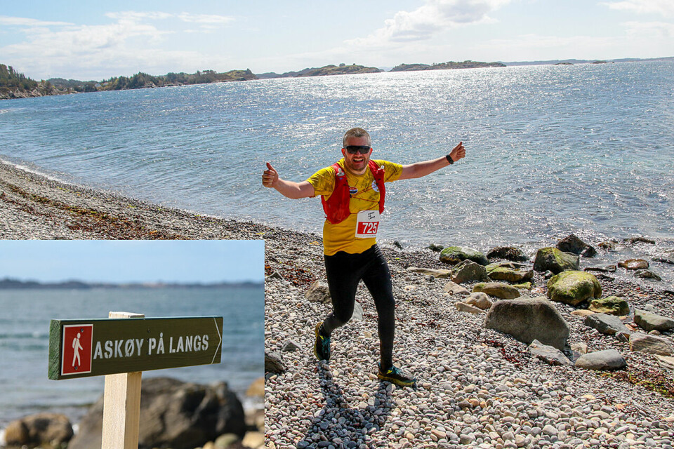 Askøy på langs går blant annet langs rullesteinstranden på Herdla. Kanskje ikke løpernes favoritt etter 30 km, men naturen er i hvert fall vakker. (Foto: Arne Dag Myking) Løping på rullsteinstrand