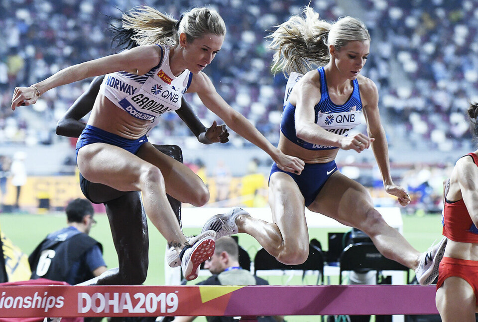 Karoline Bjerkeli Grøvdal og Emma Coburn kom seg begge til finalen på 3000 m hinder. (Foto: Bjørn Johannessen) Karoline Bjerkeli Grøvdal og Emma Coburn kom seg begge til finalen på 3000 m hinder. (Foto: Bjørn Johannessen)
