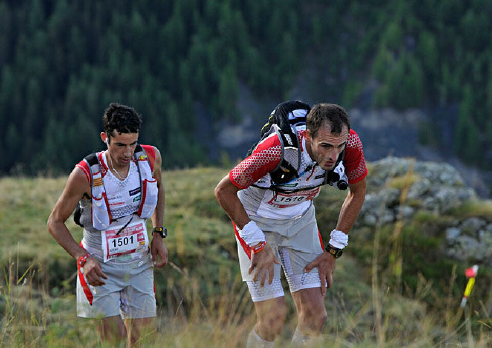 Favorittseire i Ultratrail Mont Blanc 26/08/2011- Refuge Bertone (ITA)JORNET BURGADA Kilian (SPA) et KARRERA ARANBURU Iker (SPA)© The North Face® Ultra-Trail du Mont-Blanc®-Pascal Tournaire