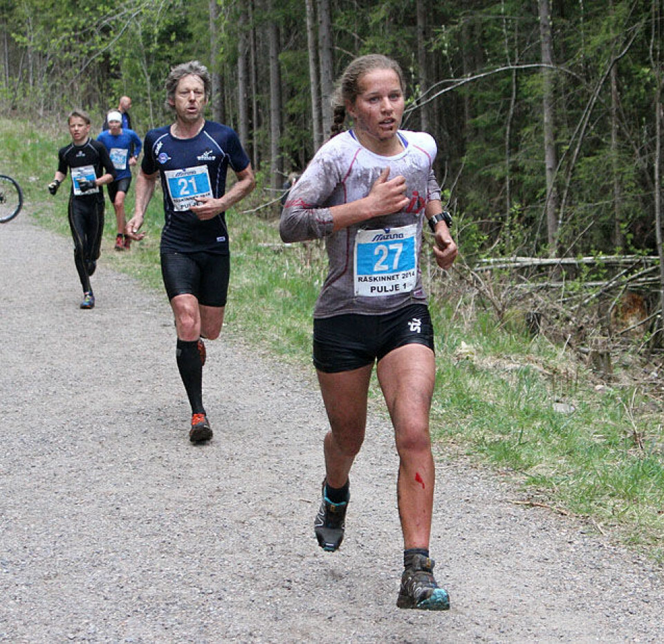 Råskinnet: Heidi Pharo vant igjen Kvinne_nr3_Lotta_Udnes_Weng_1km_fra_maal_IMG_4691.jpg