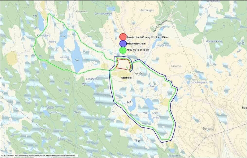 Fagerhøiløpet jubilerer med sitt 40. løp 29. juli Kart.jpg
