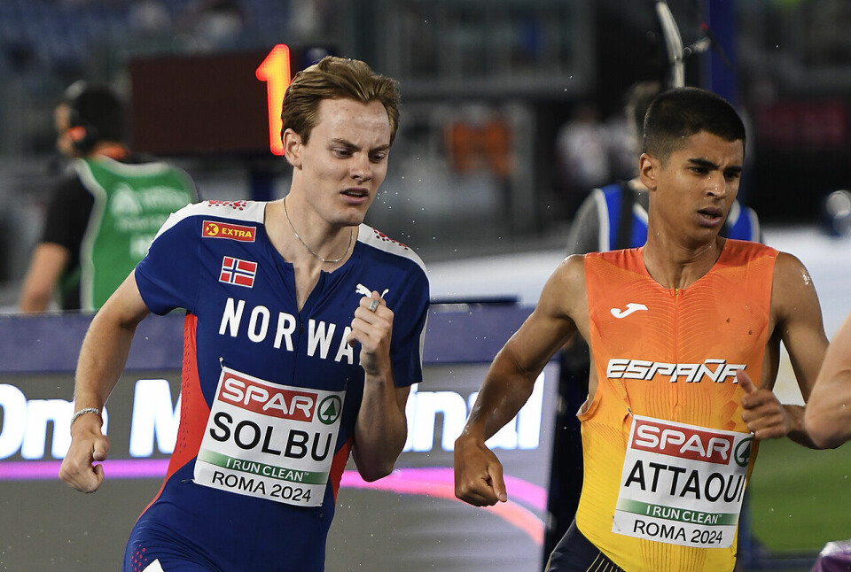 Ole Jakob Høsteland Solbu var posisjonert greit i feltet på den første runden. Her er han i rygg på Mohamed Attaoui fra Spania som tok andreplassen. (Alle foto: Bjørn Johannessen) Ole Jakob Høsteland Solbu