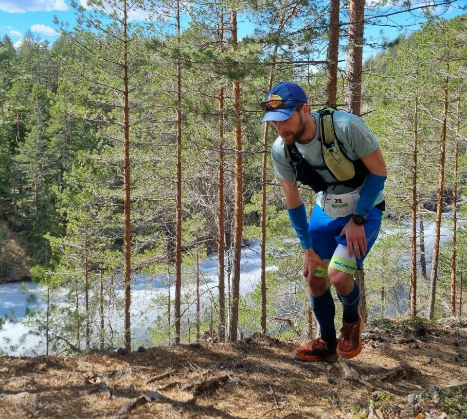 Mathis Dahl Fenre i ledelse ved Langetjern med 20 kilometer igjen. (Foto: Tobias Dahl Fenre) null