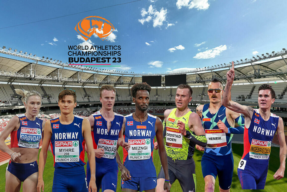 Norske herreløpere preger den europeiske statistikken for 2023 Karoline Bjerkeli Grøvdal, Magnus Tuv Myhre, Narve Gilje Nordås, Zerei Kbrom Mezngi, Sondre Nordstad Moen, Henrik og Jakob Ingebrigtsen er de norske som er påmeldt 5000 m, 10000 m og maraton. (Foto: Arne Dag Myking/Samuel Hafsahl/World Athletics).