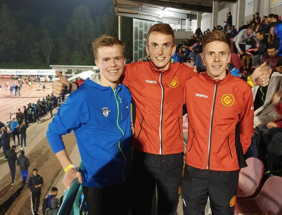 Sigurd Ruud Skjeseth (til venstre), Marius Vedvik (midten) og Per Svela kunne alle glede seg over ny 5000 m pers. (Foto: Eirik Røe) Sigurd Ruud Skjeseth (til venstre), Marius Vedvik (midten) og Per Svela kunne alle glede seg over ny 5000 m pers. (Foto: Eirik Røe)