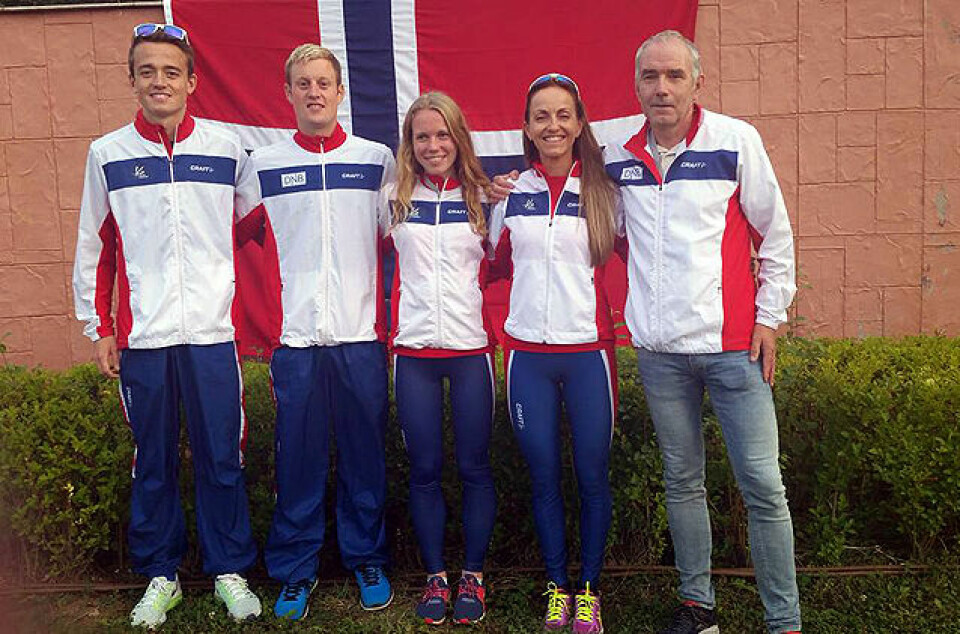 Det norske laget i VM: Stian Øvergaard Aarvik, Torstein Tengsereid, Hanne Mjøen Maridal, Anita Iversen Lilleskare og lagleder Jarl Gaute Aase. Det norske laget i VM: Stian Øvergaard Aarvik, Torstein Tengsereid, Hanne Mjøen Maridal, Anita Iversen Lilleskare og lagleder Jarl Gaute Aase.