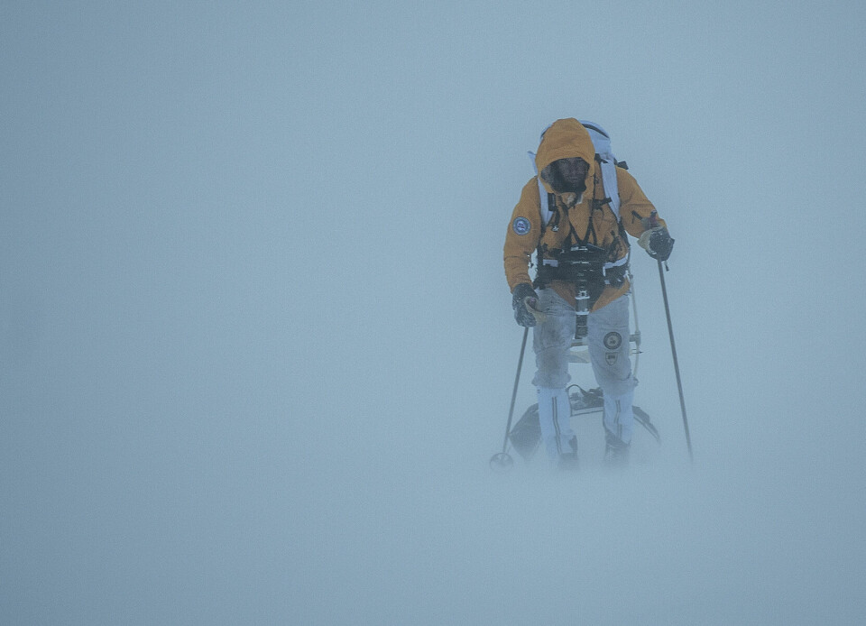 100 kilometer med ski og pulk over Hardangervidda. (Foto: Xavier Koenig/Xtremeidfjord) 100 kilometer med ski og pulk over Hardangervidda. (Foto: Xavier Koenig/Xtremeidfjord)