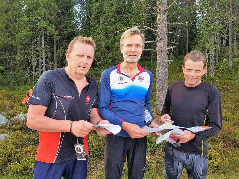 Høststemning på bedrift o-løp i Vangsåsen Tre av fire l¢pere som l¢p langl¢ypa på 5,3 km.jpg
