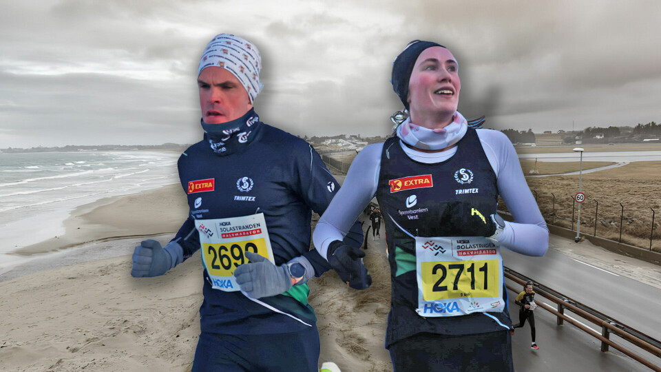Andreas Penne Nygård og Oda Lundeby vant 5 kilometeren under Solastranden halvmaraton. Men det kostet i kulda. (Foto: Arne Dag Myking / Montasje: Tom-Arild Hansen) Andreas Penne Nygård og Oda Lundeby vant 5 kilometeren under Solastranden halvmaraton. Men det kostet i kulda. (Foto: Arne Dag Myking / Montasje: Tom-Arild Hansen)