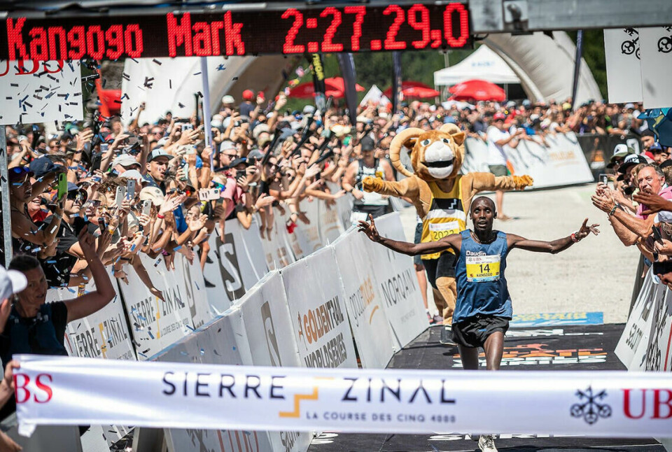 Marius Kipserem – kenyaner nr. 15 som er dømt for doping siden juli For første gang ble det kenyansk seier i det sveitsiske fjelløpet Sierre-Zinal. (Foto: arrangøren)