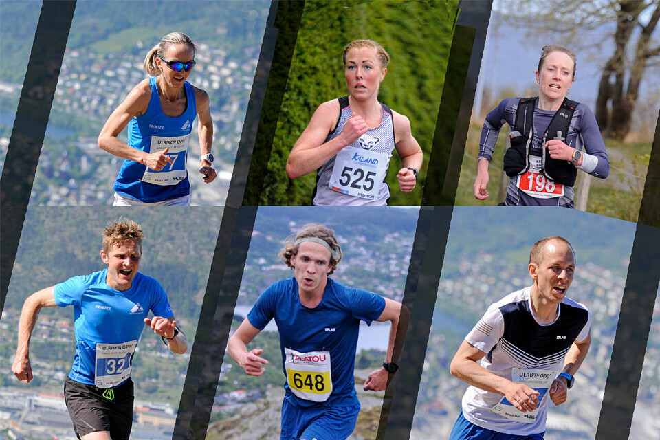 Noen sterke fjelløpere som Kondis tror kan ha kapasitet til å vinne Bergen Fjellmaraton: Anita Iversen Lilleskare, Eli Anne Dvergsdal, Rebekka Færø Linde, Anders Kjærevik, Anders Sommer, Lorentz Erland Linde. (Foto/montasje: Arne Dag Myking) Noen sterke fjelløpere som Kondis tror kan ha kapasitet til å vinne Bergen Fjellmaraton: Anita Iversen Lilleskare, Eli Anne Dvergsdal, Rebekka Færø Linde, Anders Kjærevik, Anders Sommer, Lorentz Erland Linde. (Foto/montasje: Arne Dag Myking)