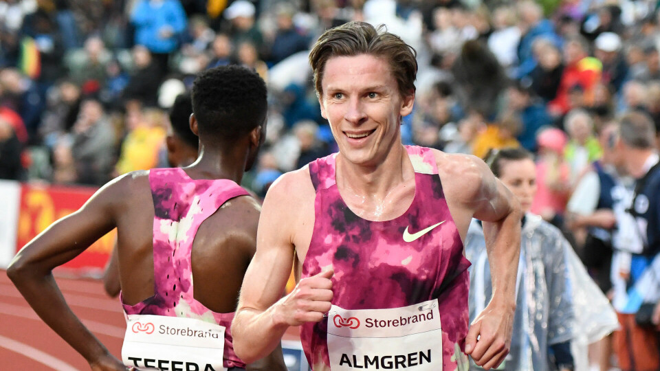 28.53 på 10000 m under SM var neppe mer enn ei god treningsøkt for Andreas Almgren som har løpt over 2 minutter fortere. (Arkivfoto: Bjørn Johannessen) Svenske Andreas Almgren satte en fantastisk europeisk rekord på 10 kilometer i Valencia søndag formiddag. Her fra Bislett Games 2024. (Foto: Bjørn Johannessen)