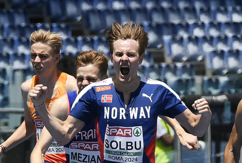 Ole Jakob Solbu kunne juble for heatseier på 800 meter og en plass i semifinalen i EM. (Alle foto: Bjørn Johannessen) Ole Jakob Solbu jubler