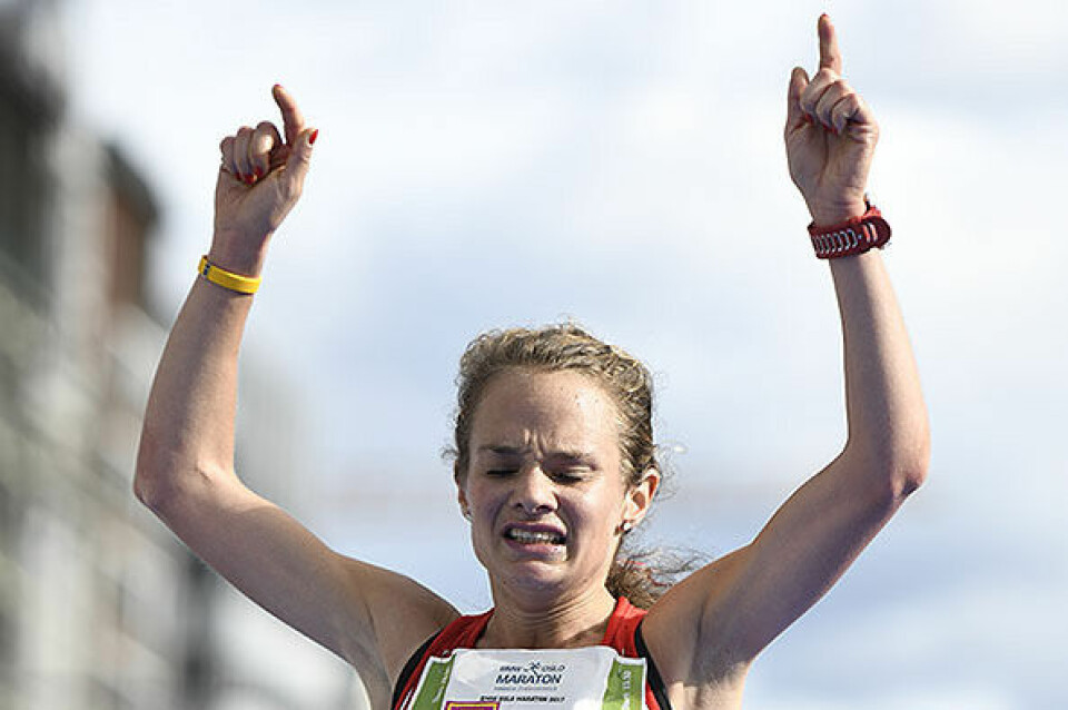 Runa Skrove Falch Norgesmester på halvmaraton. Foto: Bjørn Johannessen Runa Skrove Falch Norgesmester på halvmaraton. Foto: Bjørn Johannessen