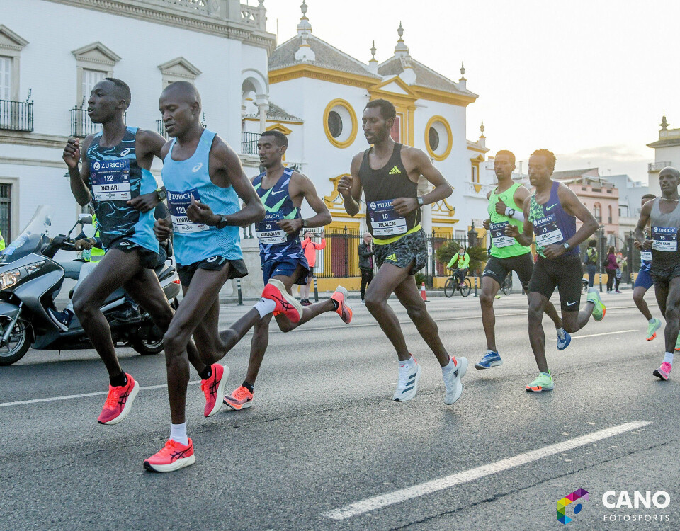 Afrikanere dominerte fjorårets Sevilla Marathon, og det vil de nok gjøre også i år. (Foto: arrangøren/Cano Fotosport) Bilde fra Sevilla Marathon 2022