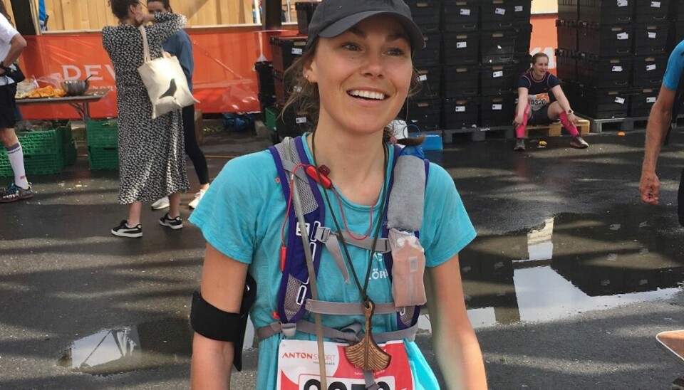 Stine Holager var best på 10 km på Jessheim denne søndagen. Her har hun akkurat vunnet den lengste distansen under Ecotrail.