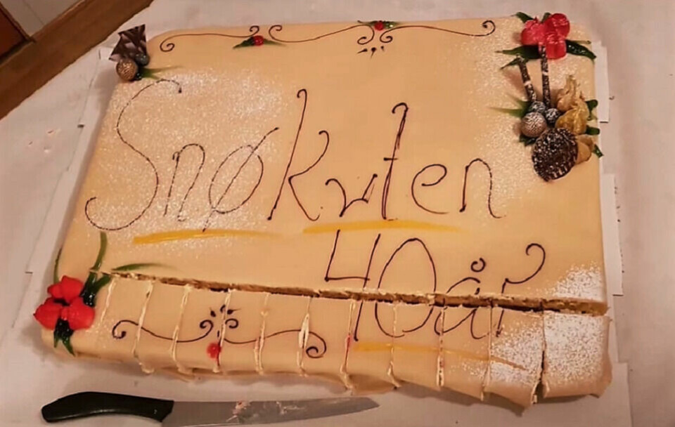 40-årsjubileum i Snøkutavslutningen Snokuten-kake_40_aar