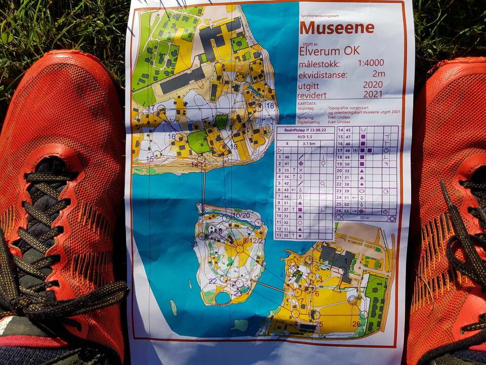 Sprint o-løp på Norsk skogmuseum Langløypa var på 3,1 km med 26 poster.jpg