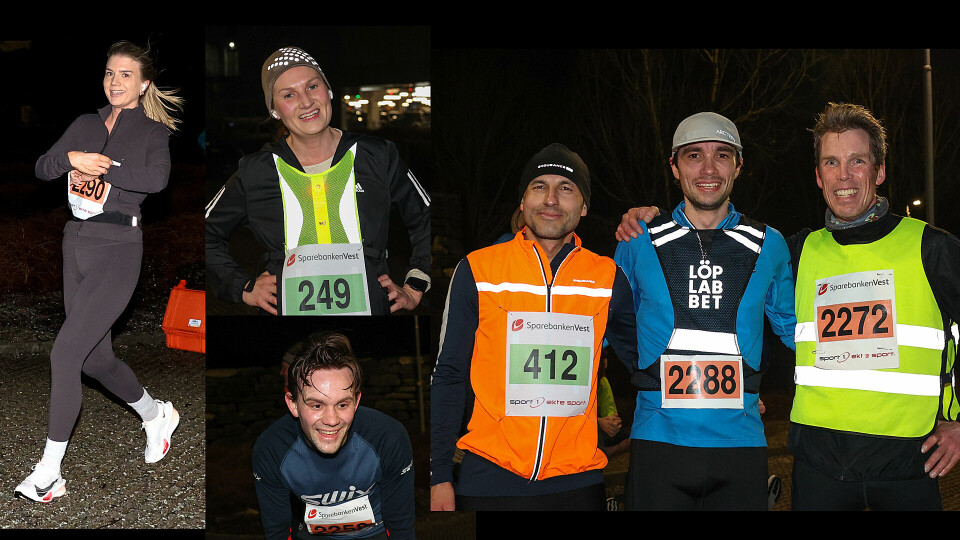 Dette er de som til slutt ble stående igjen som vinnere i det tredje løpet i Åsane Løpskarusell: Andrea Ellingsen, Eva Nordnes, Øyvind Skare Mundal (underst) og vinnertrioen for menn på 10 km: Kristian Nestor, Mikkel Espolin Birkeland og Øyvind Loftås. (Alle foto: Arne Dag Myking) Dette er de som til slutt ble stående igjen som vinnere i det tredje løpet i Åsane Løpskarusell: Andrea Ellingsen, Eva Nordnes, Øyvind Skare Mundal (underst) og vinnertrioen for menn på 10 km: Kristian Nestor, Mikkel Espolin Birkeland og Øyvind Loftås. (Alle foto: Arne Dag Myking)