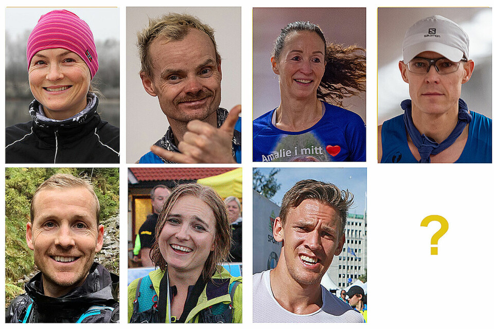 Kondis tror at dette er favorittene til å bli norgesmester på 100 km førstkommende lørdag: Anette Velde Sande, Bjørn Tore Taranger, Marit Stuhaug, Jo Inge Norum, Didrik Hermansen, Ingrid Lid, Sebastian Håkansson. (Fotomontasje: Arne Dag Myking) Kondis tror at dette er favorittene til å bli norgesmester på 100 km førstkommende lørdag: Anette Velde Sande, Bjørn Tore Taranger, Marit Stuhaug, Jo Inge Norum, Didrik Hermansen, Ingrid Lid, Sebastian Håkansson. (Fotomontasje: Arne Dag Myking)