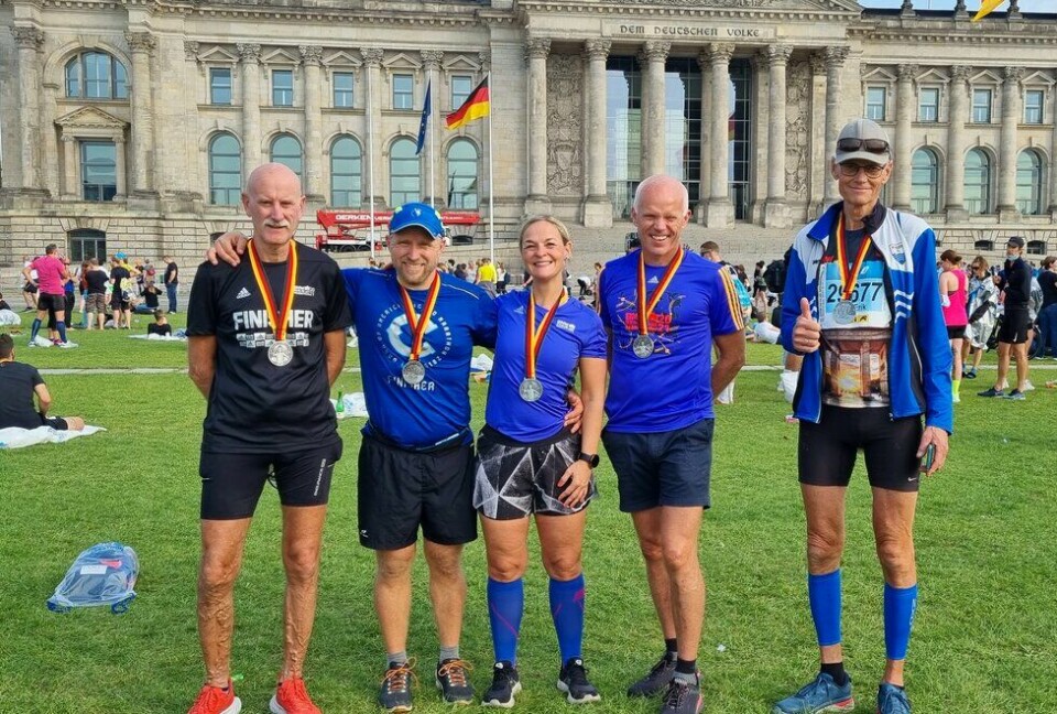 Øyvind Nilsen skal under tre timer på maraton fra Venstre Leif Markseth, Øyvind Nilsen, Randi Løndal Hansen, Thomas Axelsen, Jan Erik Hellerdal.