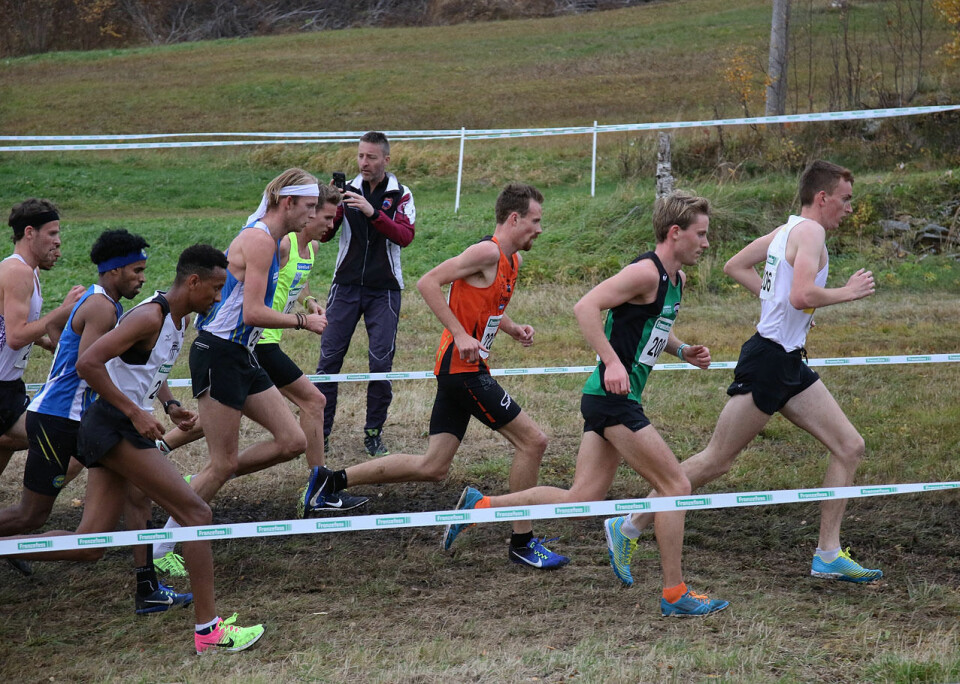 Marius Vedvik leda an fra start under NM terrengløp lang løype i fjor høst. Han vil nok ha et ord med i laget også i den langt kortere løypa i Larvik. (Foto: Runar Gilberg) Marius Vedvik leda an fra start under NM terrengløp lang løype i fjor høst. Han vil nok ha et ord med i laget også i den langt kortere løypa i Larvik. (Foto: Runar Gilberg)
