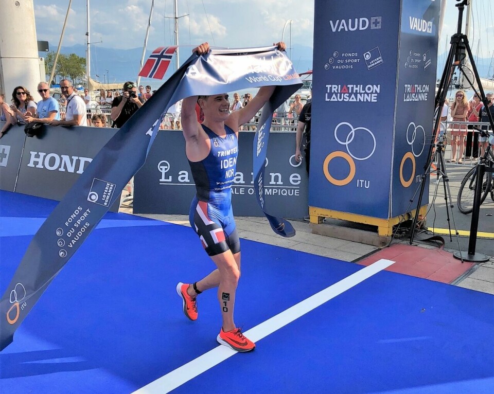Gustav Iden vant Challenge Daytona i Florida. Bildet er fra da han vant World Cup triatlon i Lausanne 2018 (foto_Arild_Tveiten_Norges Triatlonforbund) Gustav Iden vant Challenge Daytona i Florida. Bildet er fra da han vant World Cup triatlon i Lausanne 2018 (foto_Arild_Tveiten_Norges Triatlonforbund)