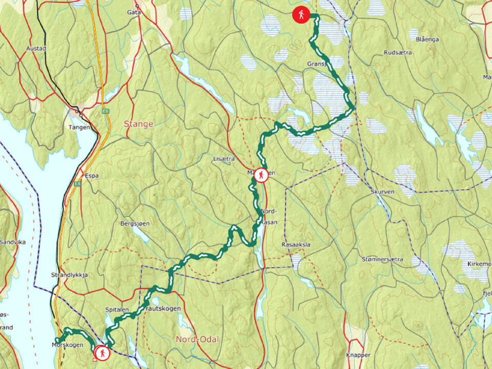 Andre utgave av HHT Ultra langs Rondanestien går 18. juni Kart.png