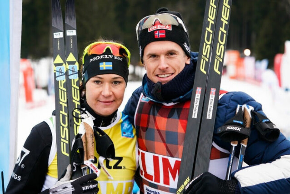 Britta Johansson Norgren, Lager 157 Ski Team og Morten Eide Pedersen, Team BN Bank. Foto: Magnus Östh Britta Johansson Norgren, Lager 157 Ski Team og Morten Eide Pedersen, Team BN Bank. Foto: Magnus Östh
