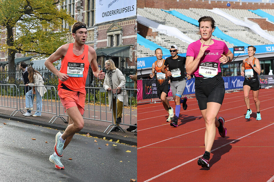 Mathias Sæten og Ingrid Lunde Steen ble beste mann og kvinne blant de mange norske løperne som hadde tatt turen til Amsterdam Marathon. (Foto: Marathon Photos) Mathias Sæten og Ingrid Lunde Steen ble beste mann og kvinne blant de mange norske løperne som hadde tatt turen til Amsterdam Marathon. (Foto: Marathon Photos)