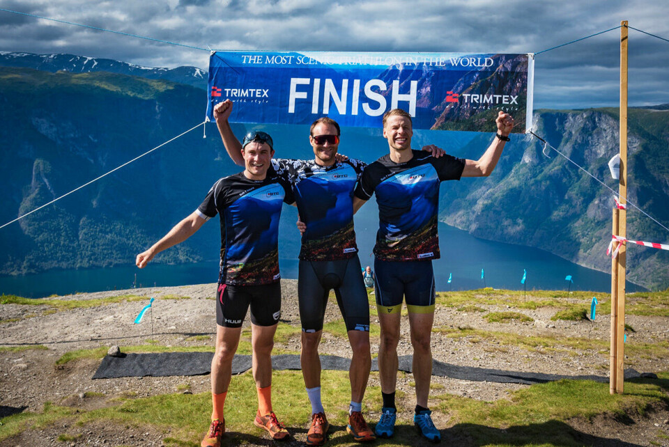 De tre beste i herreklassen i årets utgave av Axtri ble Jo Ringheim (midten), Eirik Finne (venstre) og Anders Scharffscher Engeset (høyre). (Foto: arrangøren) De tre beste i herreklassen i årets utgave av Axtri ble Jo Ringheim (midten), Eirik Finne (venstre) og Anders Scharffscher Engeset (høyre). (Foto: arrangøren)