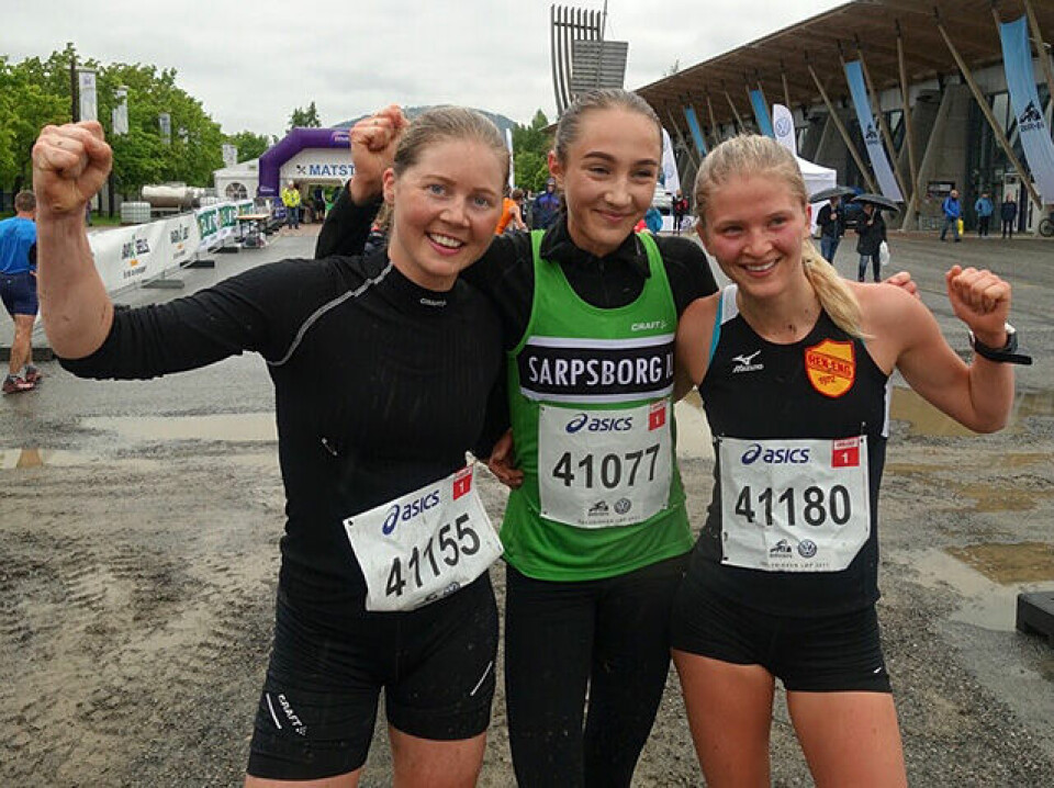 Pallen i halvbirken fra venstre: Ingeborg Kristine Lind, Karoline Skauen og Marit Østvang. (Foto: Finn Olsen) Pallen i halvbirken fra venstre: Ingeborg Kristine Lind, Karoline Skauen og Marit Østvang. (Foto: Finn Olsen)