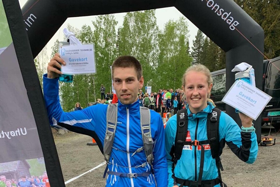 Geir Steig, Luster IL og Karoline Simpson-Larsen, Vargar IL løp motbakkene langs Mesnaelva raskest. Foto Finn Olsen Geir Steig, Luster IL og Karoline Simpson-Larsen, Vargar IL løp motbakkene langs Mesnaelva raskest. Foto Finn Olsen