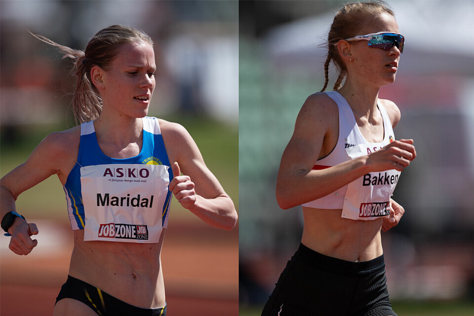 Hanne Mjøen Maridal og Ine Bakken, her fra Tjalve ASKO Holmenkollstafetten 10000m på Bislett den 8. mai i år. (Foto: Samuel Hafsahl) Hanne Mjøen Maridal og Ine Bakken, her fra Tjalve ASKO Holmenkollstafetten 10000m på Bislett den 8. mai i år. (Foto: Samuel Hafsahl)