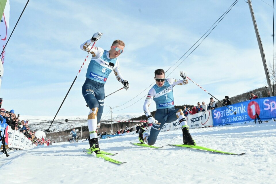 Eirik Sverdrup Augdal sikret seieren etter spurt mot lagkompis Axel Jutterström. (Foto: Reichert/NordicFocus) Eirik Sverdrup Augdal sikret seieren etter spurt mot lagkompis Axel Jutterström. (Foto: Reichert/NordicFocus)