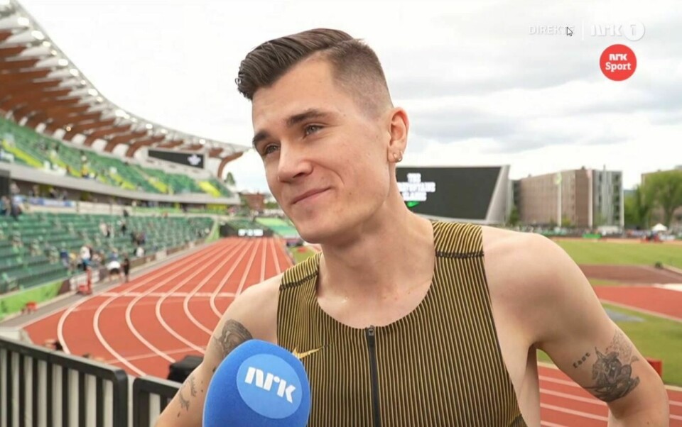 Jakob Ingebrigtsen tapte superduellen mot Josh Kerr, men var likevel fornøyd Jakob Ingebrigtsen_NRK_i_Eugene_mai_2024.JPG