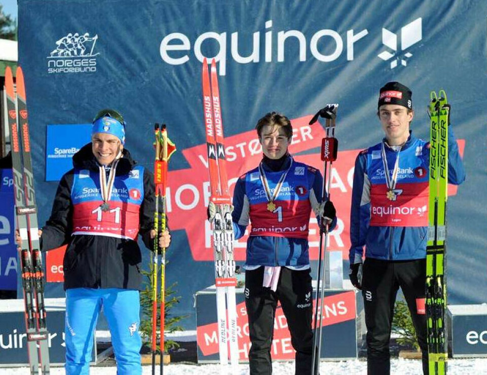Tre gullmedaljer til Norge på siste dag av junior-VM i langrenn Lygna-pallen-sprint-menn-U20.jpg