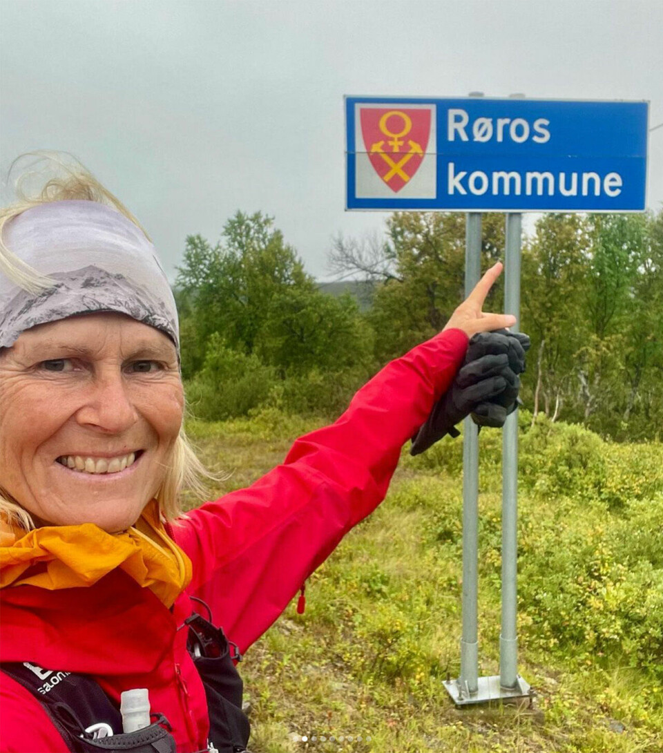Mona Kjeldsberg nærmer seg 2000 km i Norge på langs roros.jpg