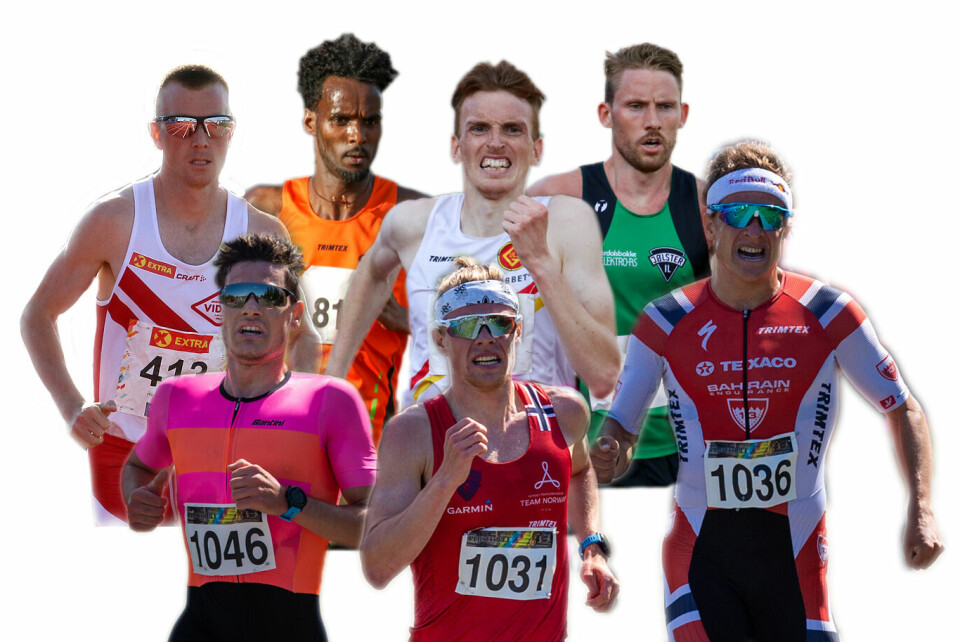 Dette er noen av dem som skal løpe 10 000 meter: Sondre Nordstad Moen, Zerei Kbrom Mezngi, Marius Vedvik, Eivind Øygard, Gustav Iden, Casper Stornes og Kristian Blummenfelt. (Fotomontasje: Arne Dag Myking). Dette er noen av dem som skal løpe 10 000 meter: Sondre Nordstad Moen, Zerei Kbrom Mezngi, Marius Vedvik, Eivind Øygard, Gustav Iden, Casper Stornes og Kristian Blummenfelt. (Fotomontasje: Arne Dag Myking).