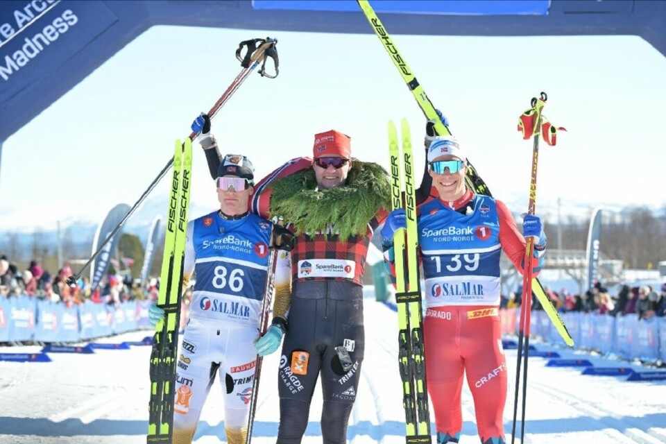 Topp tre herrer i Reistadløpet 2024 (fra venstre): Eirik Sverdrup Augdal, Johan Hoel og Martin Løwstrøm Nyenget. (Foto: Reichert/Nordic Focus) Topp tre herrer i Reistadløpet 2024 (fra venstre): Eirik Sverdrup Augdal, Johan Hoel og Martin Løwstrøm Nyenget. (Foto: Reichert/Nordic Focus)