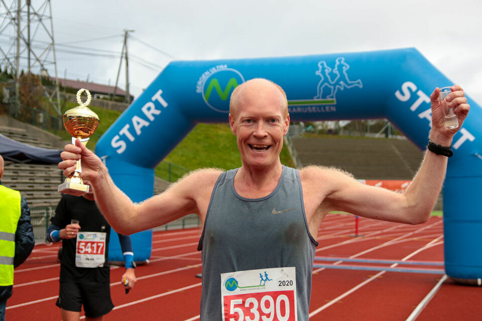 Therese Falk og Mathias Sæten vant maraton i Maratonkarusellen i Bergen 3J6A2711.jpg