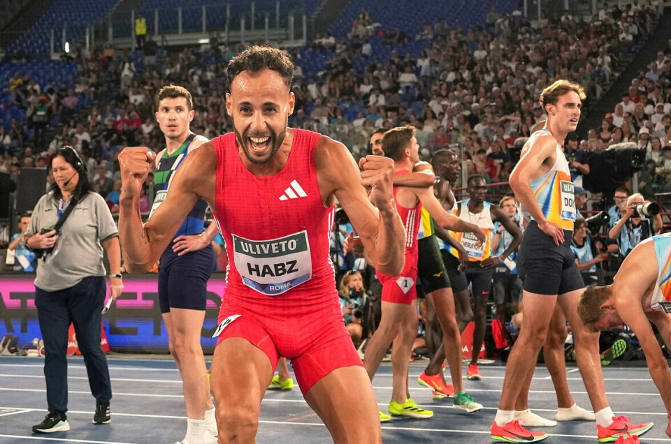 Franske Azeddine Habz hadde krefter igjen til å juble etter å ha tatt sin andre Diamond League-seier. (Foto: Wanda Diamond League) Franske Azeddine Habz hadde krefter igjen til å juble etter å ha tatt sin andre Diamond League-seier. (Foto: Wanda Diamond League)