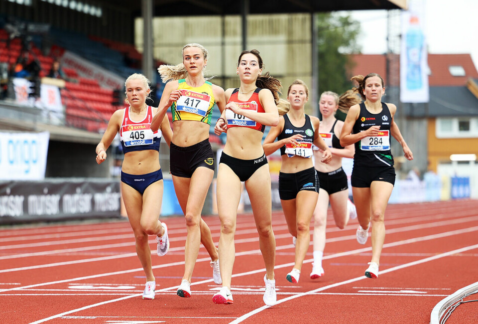 Fra det første heatet var det disse seks jentene som gikk videre - med ganske god margin. (Foto: Samuel Hafsahl) Fra det første heatet var det disse seks jentene som gikk videre - med ganske god margin. (Foto: Samuel Hafsahl)