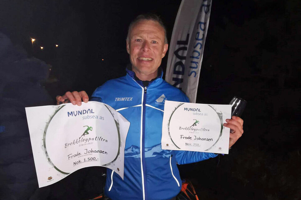 Frode Johansen fra BFG Bergen Løpeklubb ble vinner av Brekkeløypa Ultra med knappest mulig margin. (Foto: BFG Bergen Facebookside) Frode Johansen fra BFG Bergen Løpeklubb ble vinner av Brekkeløypa Ultra med knappest mulig margin. (Foto: BFG Bergen Facebookside)