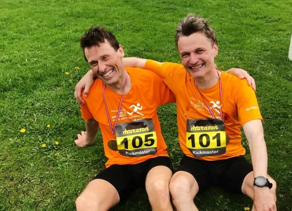 Ragnar Nygård - til høyre - sammen med Nils Hjelle etter fullført Kick-Master Ultra. (Foto: Arrangøren) Ragnar Nygård - til høyre - sammen med Nils Hjelle etter fullført Kick-Master Ultra. (Foto: Arrangøren)
