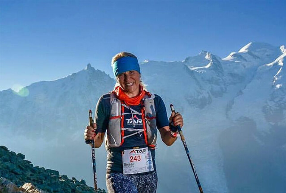 Fjellene var mektige og løypa krevende i Trail des Aiguilles Rouges. Sissel Smaller fullførte på 11 timer og 44 minutter. (Foto: privat) Fjellene var mektige og løypa krevende i Trail des Aiguilles Rouges. Sissel Smaller fullførte på 11 timer og 44 minutter. (Foto: privat)